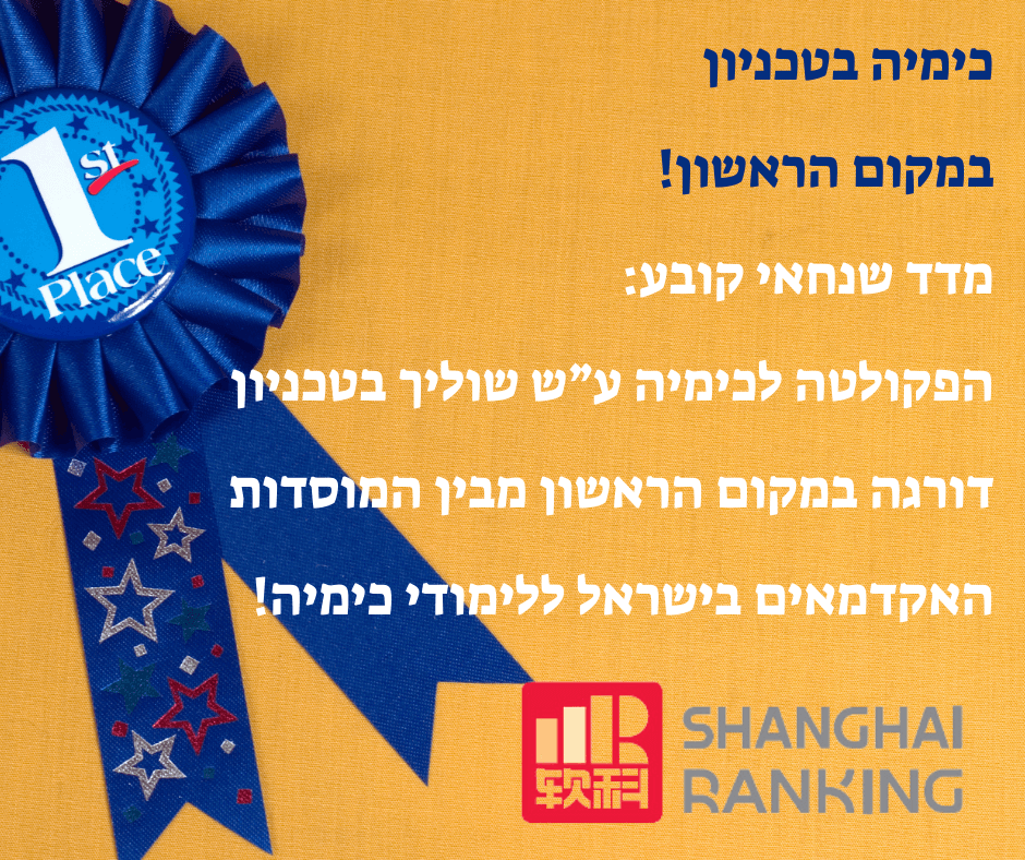 מדד שנגחאי, הנערך על ידי ארגון Shanghai Ranking Consultancy, הוא המדד המוביל בעולם לדירוג מוסדות להשכלה גבוהה והפקולטה לכימיה דורגה במקום הראשון מבין מוסדות ההשכלה לישראל המלמדים כימיה!
